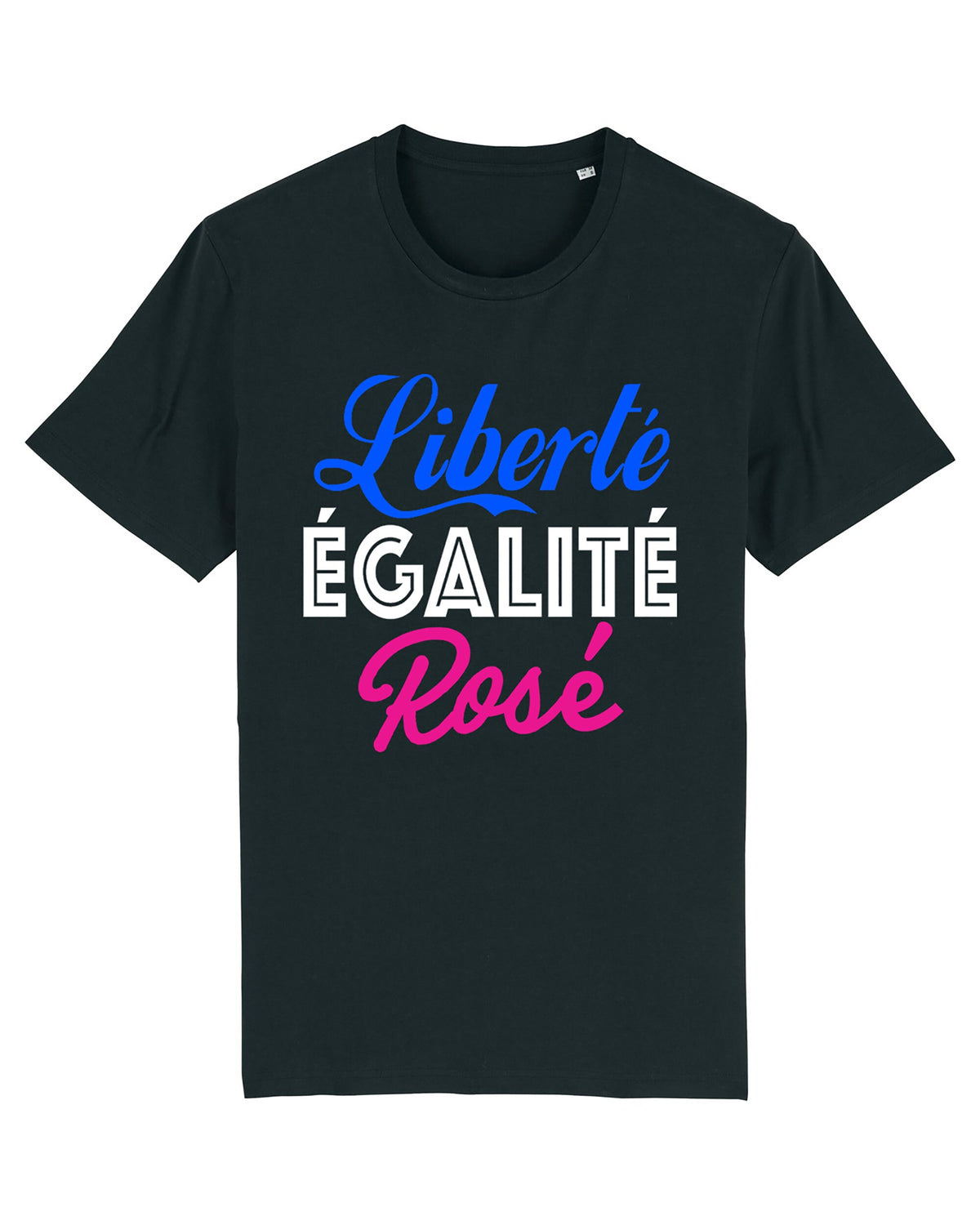 T-shirt noir unisexe Liberté Égalité Rosé
