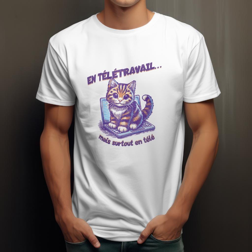 T-shirt humour télétravail — idée cadeau fun et décalée