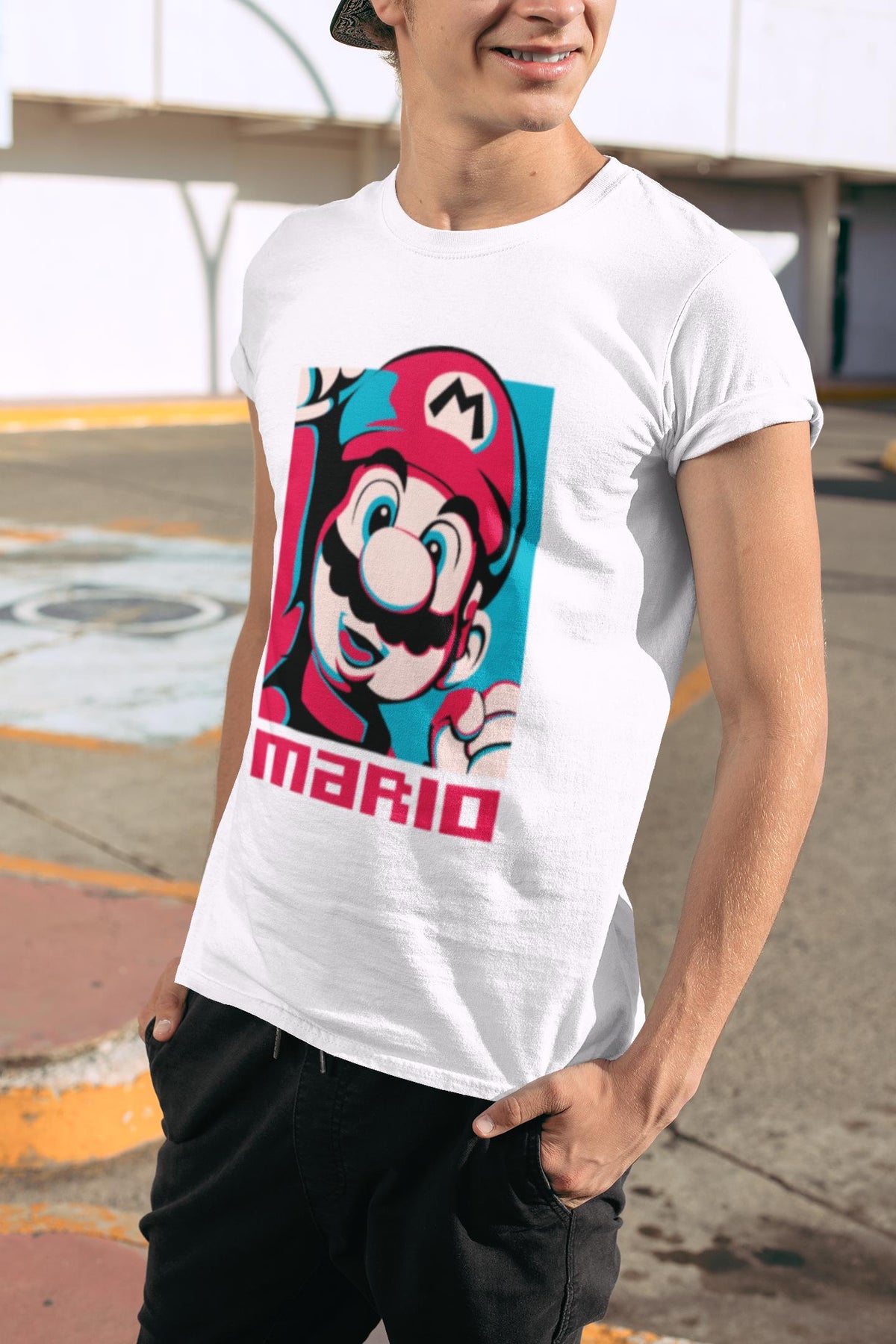 T-shirt Mario rétro pop art unisexe