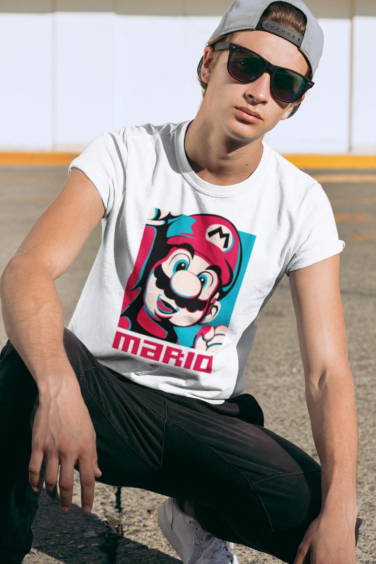T-shirt Mario rétro pop art unisexe