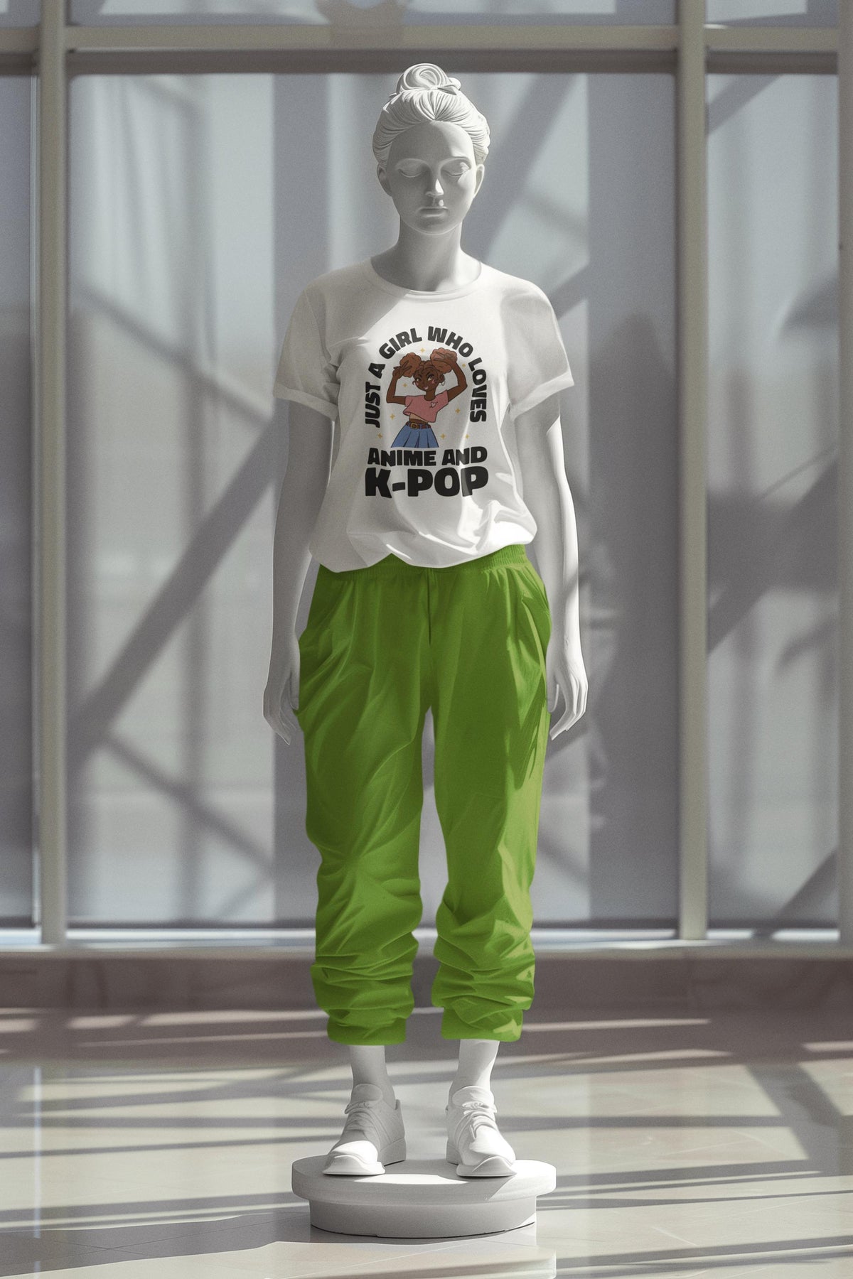 T-shirt blanc unisexe Just a Girl Who Loves Anime and K-Pop