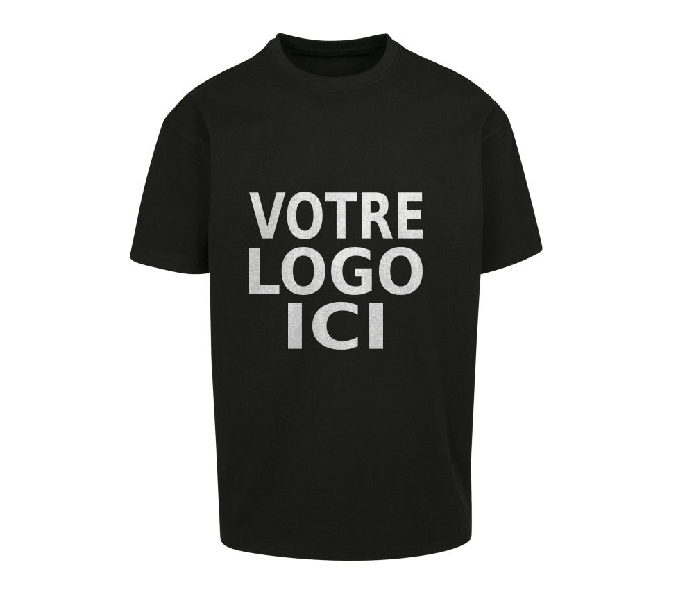 T-shirt oversize noir à personnaliser, marquage votre logo ici, atelier de Mulhouse